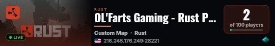 OL'Farts Gaming - Rust PVP Vanilla live status badge