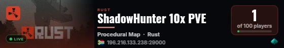 ShadowHunter 10x PVE live status badge