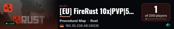 [EU] FireRust 10x|PVP|5Max|Wiped 17/9 live status badge