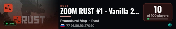 ZOOM RUST #1 - Vanilla 2X | Киты | Saturday live status badge