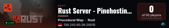 Rust Server - Pinehosting.com live status badge