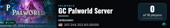 GC Palworld Server live status badge
