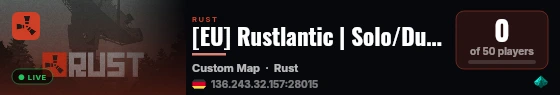 [EU] Rustlantic | Solo/Duo/Trio | Discord | Wiped 27/8 live status badge