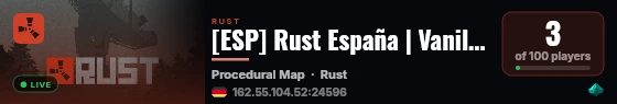 [ESP] Rust España | Vanilla | Mensual | No BP Wipe live status badge