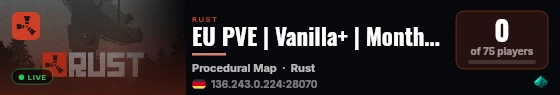 EU PVE | Vanilla+ | Monthly | Raid Bases | Events | Barouders live status badge