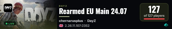 Rearmed EU Main 24.07 live status badge