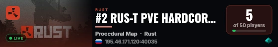 #2 RUS-T PVE HARDCORE СТАЛКЕР [X0,5|EVENTs|BANK] live status badge