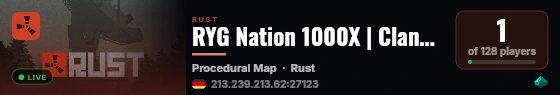 RYG Nation 1000X | Clans | Kits | SkinBox | RaidAlarm live status badge