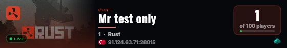 Mr test only live status badge