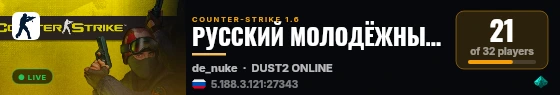 РУССКИЙ МОЛОДЁЖНЫЙ СЕРВЕР  ©  18+ live status badge