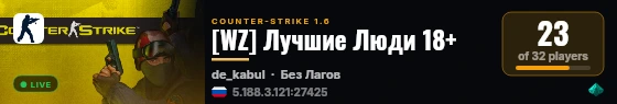 [WZ] Лучшие Люди 18+ live status badge