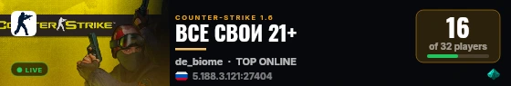 ВСЕ СВОИ 21+ live status badge