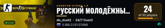 РУССКИЙ МОЛОДЁЖНЫЙ СЕРВЕР  ©  18+ live status badge