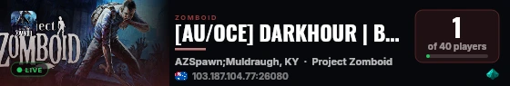 [AU/OCE] DARKHOUR | B42.20 | Hardcore PvPvE live status badge