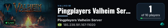 Pingplayers Valheim Server live status badge