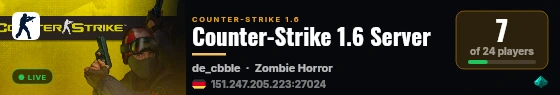 Counter-Strike 1.6 Server live status badge