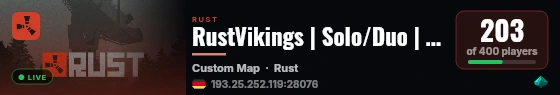 RustVikings | Solo/Duo | Saturdays | FULLWIPE 19/09 17:00CEST live status badge