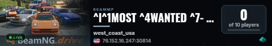 ^l^1MOST ^4WANTED ^7- West Coast - COPS VS RUNNER ^o- discord.gg/jUGqmQnxdC live status badge