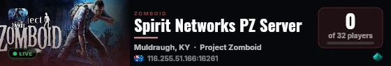 Spirit Networks PZ Server live status badge