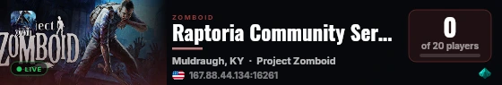 Raptoria Community Server live status badge
