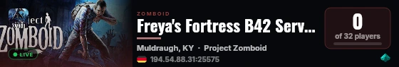 Freya's Fortress B42 Server live status badge