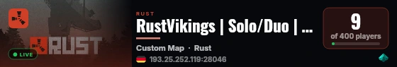 RustVikings | Solo/Duo | Fridays | FULLWIPE 18/09 17:00CEST live status badge