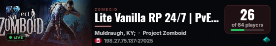 Lite Vanilla RP 24/7 | PvEvP | Wipe 9/05 live status badge