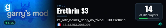 Erethrin S3 live status badge