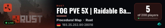 FOG PVE 5X | Raidable Bases | Convoy's live status badge