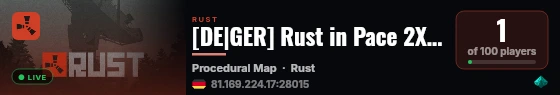 [DE|GER] Rust in Pace 2X PVP|DonationSHOP|NoDecay live status badge
