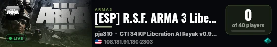 [ESP] R.S.F. ARMA 3 Liberation USA-Takistan live status badge