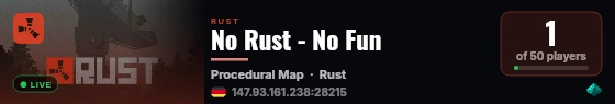No Rust - No Fun live status badge