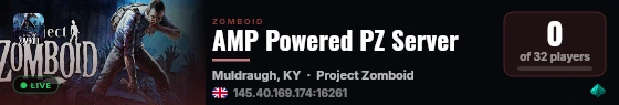 AMP Powered PZ Server live status badge
