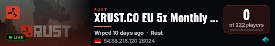 XRUST.CO EU 5x Monthly Solo/Duo/Trio/Quad/Max 8 - Skins - Pvp - live status badge