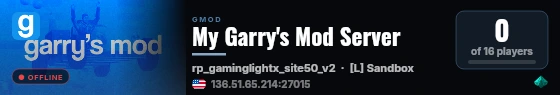 My Garry's Mod Server live status badge