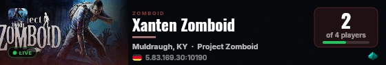 Xanten Zomboid live status badge