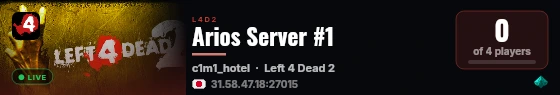 Arios Server #1 live status badge