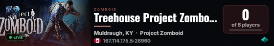 Treehouse Project Zomboid Server live status badge