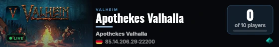 Apothekes Valhalla live status badge