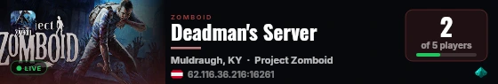Deadman's Server live status badge