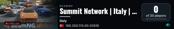 Summit Network | Italy | 20 Players | Vanilla | 6 CARS | discord.summitnetwork.pt live status badge