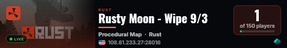Rusty Moon - Wipe 9/3 live status badge