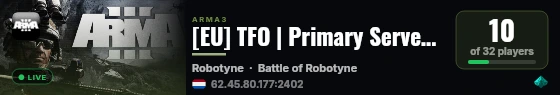 [EU] TFO | Primary Server | www.taskforceomega.eu live status badge
