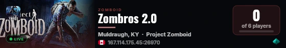 Zombros 2.0 live status badge