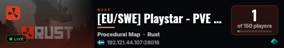 [EU/SWE] Playstar - PVE - WIPE MONTHLY - ZOMBIES live status badge