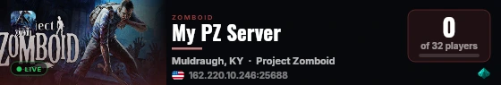 My PZ Server live status badge