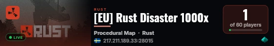 [EU] Rust Disaster 1000x live status badge