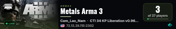 Metals Arma 3 live status badge