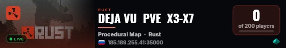 DEJA VU  PVE  X3-X7 live status badge