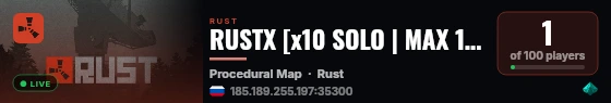 RUSTX [x10 SOLO | MAX 1 | Loot+ | Skins] WIPE 21.09 live status badge